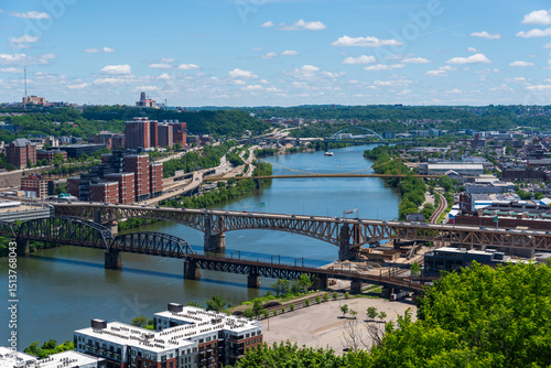Pittsburgh Cityscape with University of Pittsburgh Campus and Monongahela River
