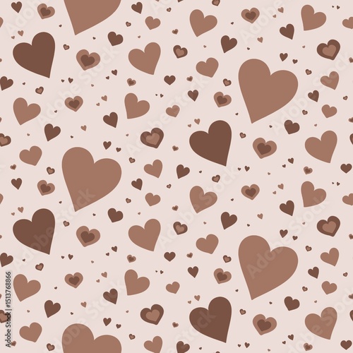 Chocolate and Mocha Mousse Hearts Seamless Pattern	