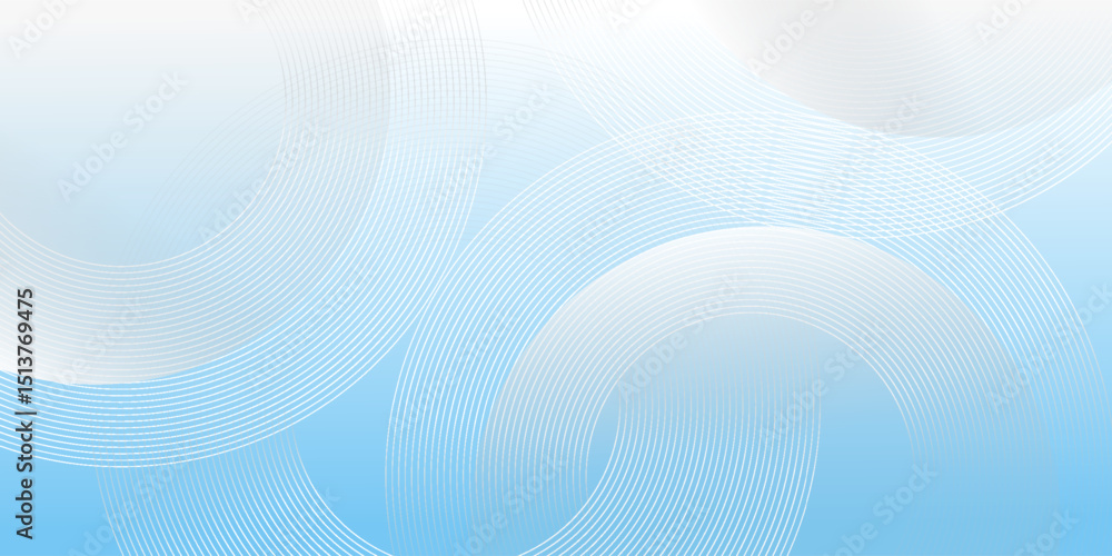 Naklejka premium Abstract minimalist banner background, pastel colorful, blue and white gradations. Circle effect style geometric simple art