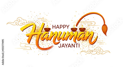 Happy Hanuman Jayanti celebration creative typography with traditional elements and festive design