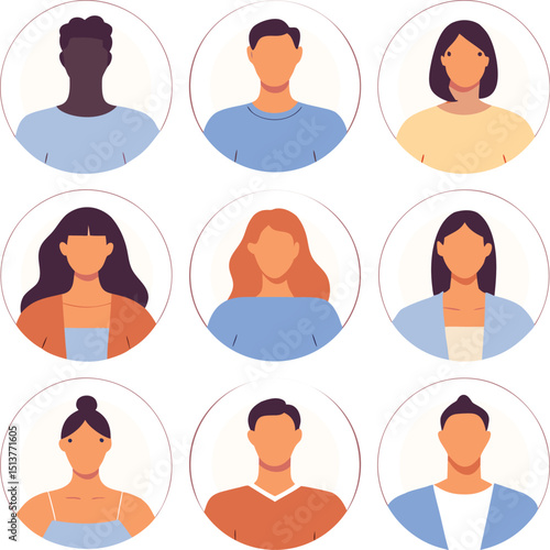 Diverse group of faceless profile pictures avatars