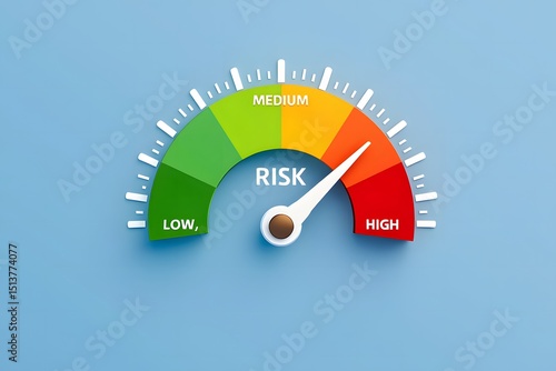 Risk assessment meter showing medium level risk management