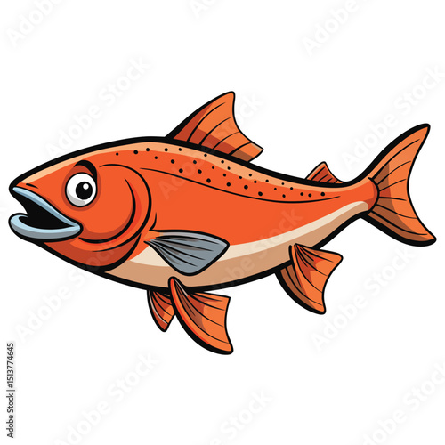 Vibrant Orange Fish Illustration A Whimsical Aquatic Creature Illustration
