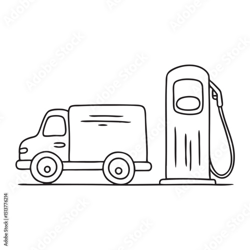 A truck beside a gas pump