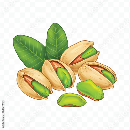 pistachio nuts on white background