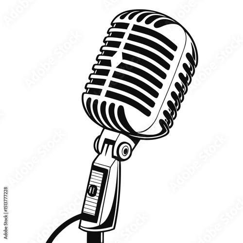 A retro microphone illustration capturing the classic sound and voice of broadcasting.