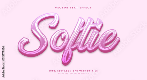 Softie pink style 3d editable text effect template
