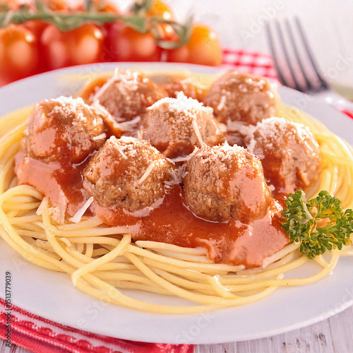 spaghetti with meatballs and tomato sauce