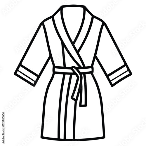 Minimalist line art of a spa bathrobe, a simple outline icon for comfort and leisure