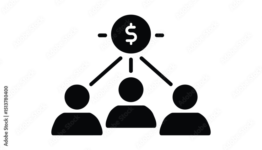 Crowdfunding Network Vector. People Connected to Dollar Sign Icon for Financial Support. Crowdfunding Network Vector. People Connected to Dollar Sign Icon for Financial Support.