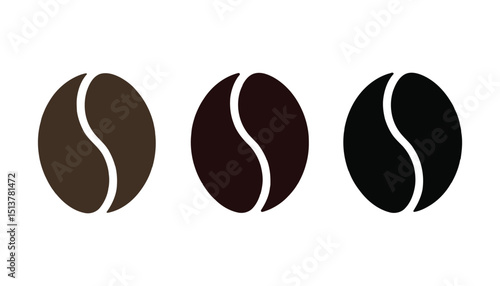 Minimal Coffee Bean Icon Set for Cafe Branding and Packaging Design