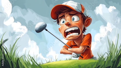 Stressed golfer about to hit