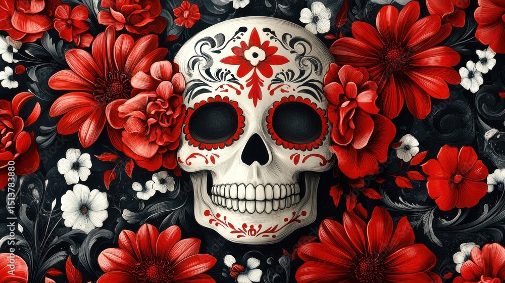 Sugar Skull with Flowers Sugar Skull with Flowers