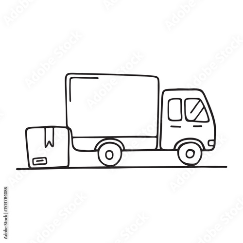 A truck positioned near a delivery box