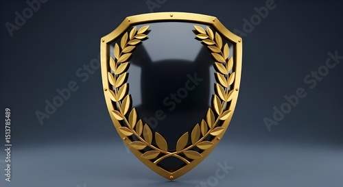 Gold and black shield with gold laurels