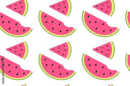 Seamless pattern with juicy watermelon slices on transparent background. Fun, fresh, and fruity design for summer-themed projects and printables.

