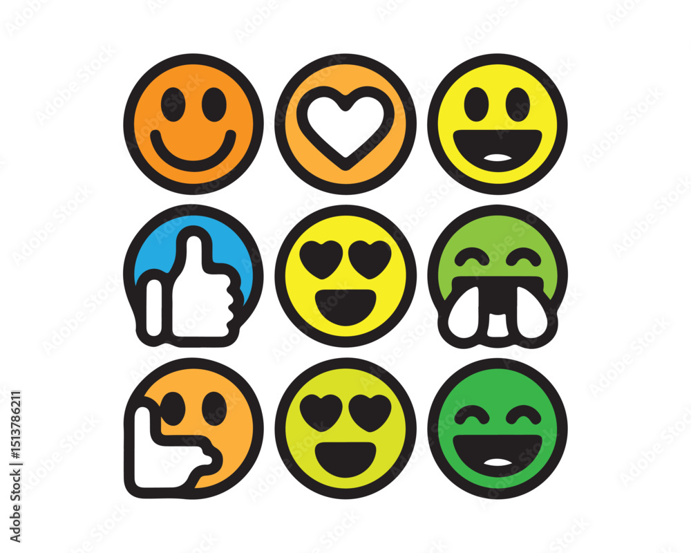 Obraz premium Collection of Colorful Emojis Representing Various Emotions