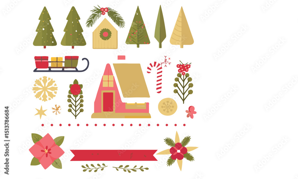Fototapeta premium Christmas elements set