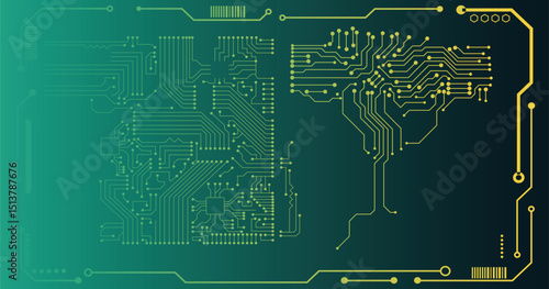 Clean modern digitalism background with copy text space green electronics blackboard vector