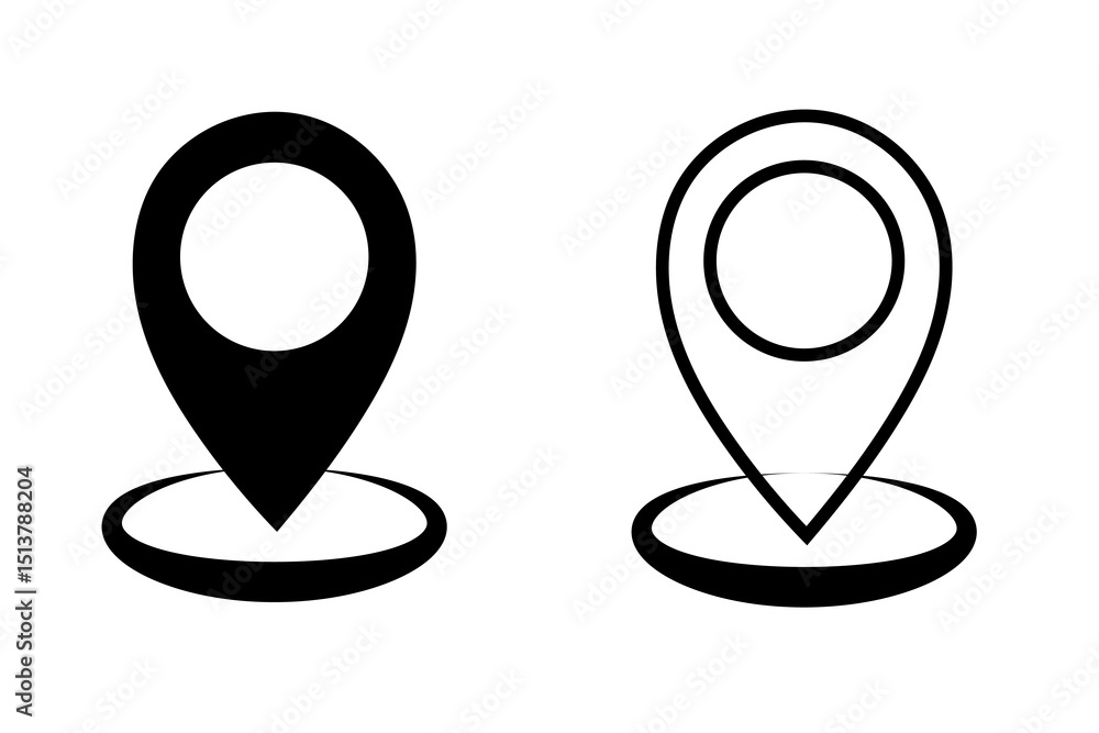 Location pin icon. Map pin place marker. Location icon. Map marker pointer icon set. GPS location symbol collection. Flat style -vector art Location pin icon. Map pin place marker. Location icon. Map marker pointer icon set. GPS location symbol collection. Flat style -vector art