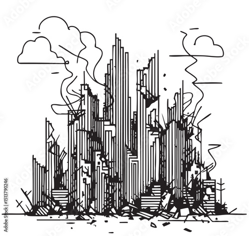 Earthquake icon. Simple earthquake icon for social media, app, and web design. destruction broken line