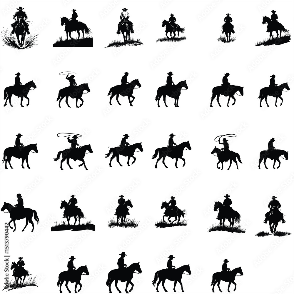 Fototapeta premium Cowboy horse silhouettes 