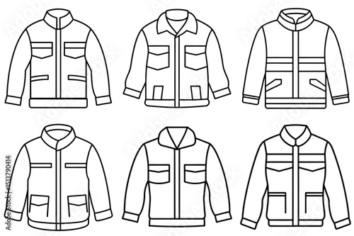 Firefighter jacket outline vector illustration isolated on white background.