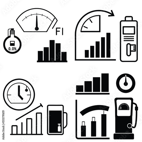 Fuel gauge outline vector illustration isolated on white background.