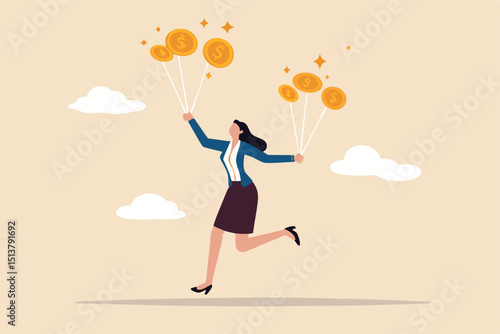 Bitcoin market risk, volatility and danger crypto currency price, challenge to success in bitcoin investment concept, smart businesswoman performing plates spinning with shiny bitcoin physical coins.
