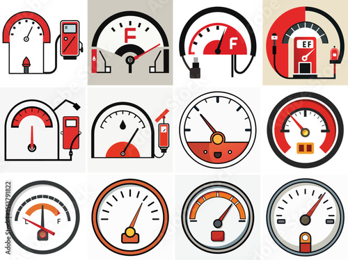 Fuel gauge vector illustration isolated on white background.