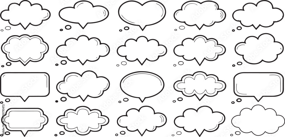 Fototapeta premium Hand Drawn Speech and Thought Bubbles Set – Comic Style Vector Collection