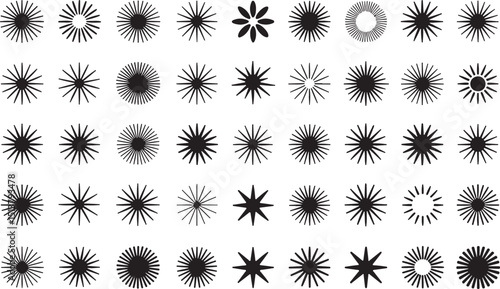 Radiant sun glowing lights flare stars design element for bright backgrounds or overlay