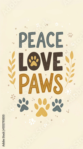 Peace love paws pet lover typography tshirt design