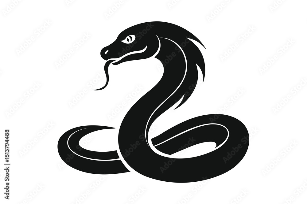 Fototapeta premium Anaconda silhouette vector illustration on white background