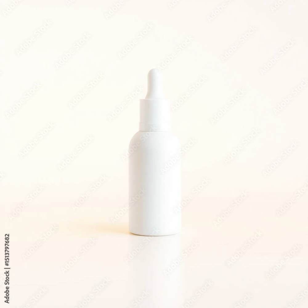 White dropper bottle on a plain white background White dropper bottle on a plain white background