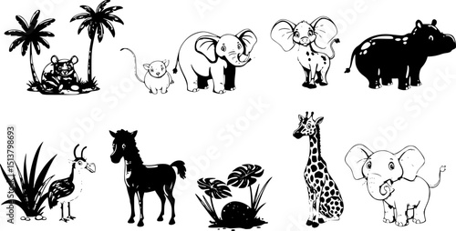 animals, and plants graphic design. Vector illustration
