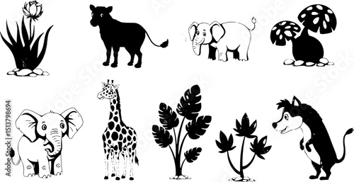 animals, and plants graphic design. Vector illustration
