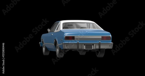White Vintage Classic Car 360° Rotation on Transparent Background (Loop)	

