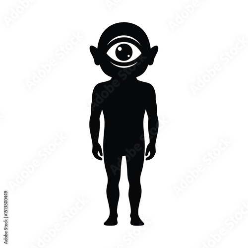 Strange cyclops alien silhouette for space, sci-fi, fantasy, comics, or spooky project themes.

