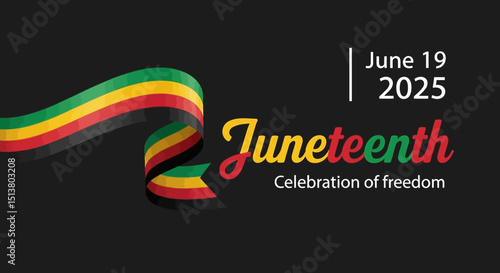 Juneteenth Freedom Celebration Banner – June 19 2025 Black History Holiday Design with Pan-African Colors