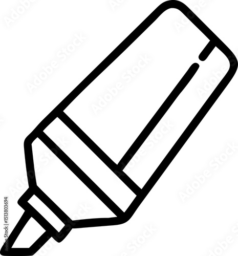 highlighter vector outline icon on white or transparent background	