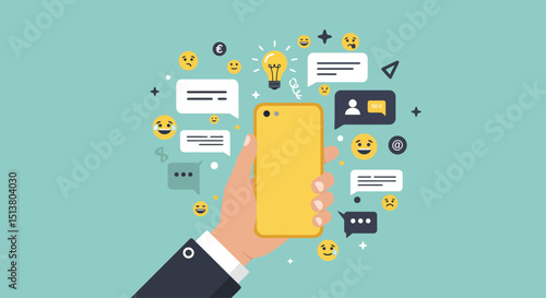Flat vector illustration of business and technology icons for web and mobile marketing