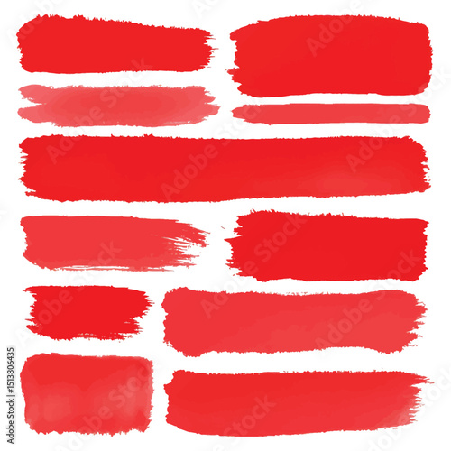 Collection of Red Paint Stroke Clipart for Design and Illustration	