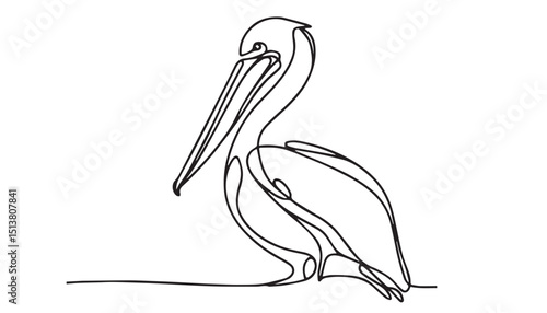 Continuous one single minimal line drawing pelican