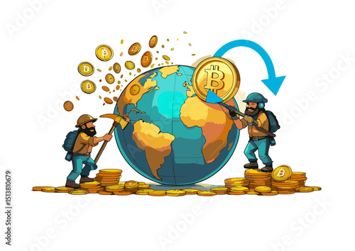 Global Cryptocurrency Mining Miners Extract Digital Gold from the Earth