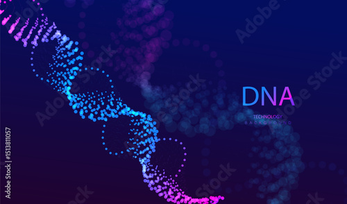 Medical Ai dna banner vector. DNA genome waves, future connect innovation design. Science biology chromosome molecule background. Technology ai genetic code.