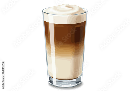 Layered iced beverage in tall glass