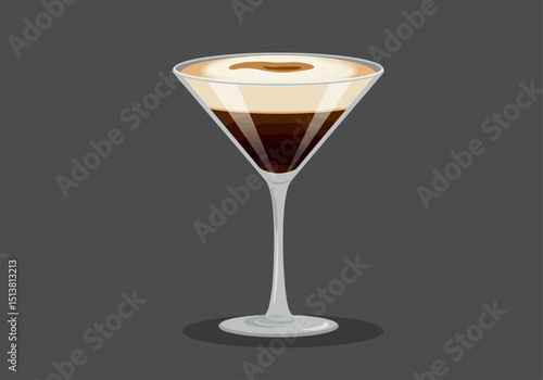 Layered cocktail in martini glass