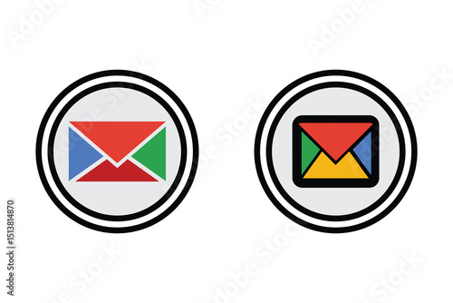 icon । Modern Gmail style icon set-Colorful Vector Envelope Logos  । 