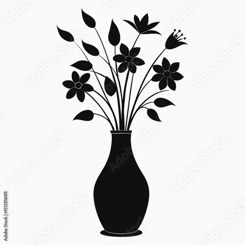Glass vase with a beautiful spring flower bouquet, isolated for decoration